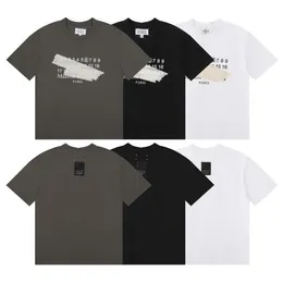 Herr tshirts sommar margiela stil maskering tejp digital tryck mm kort hylsa tshirt för män och kvinnor par lös topp halva