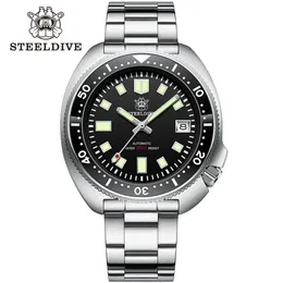 Zegarek zegarek steldive SD1970 Biała data tło 200m WateProof NH35 6105 Turtle Automatic Dive Diver Watch 231208