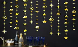 Party Decoration Gold 40th Birthday Banner Decorations Number 40 Circle Dot Twinkle Star Garlands Hanging Backdrop For Year Old3809454