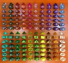 7st multisidiga polyhedrala tärningar set RPG Game 1pcs D4 D6 D8 D12 D20 D1009 0090 Dungeons Dragons DICES Högkvalitativ D177482009
