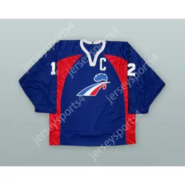 Anpassad Philippe Bozon 12 Frankrike Blue Hockey Jersey New Top Stitched S-M-L-XL-XXL-3XL-4XL-5XL-6XL