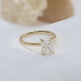 Paston Jewelry 10K 14K Ouro maciço 4 pontas 3Ct esmagado gelado corte radiante moissanite anel solitário de diamante