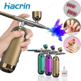 Ansikte Massager Airbrush Mini Air Brush med Compressor Kit Nano Spray Gun Oxygen Injector för Nail Art Manicure Makeup Paint Tattoo W616B 231208