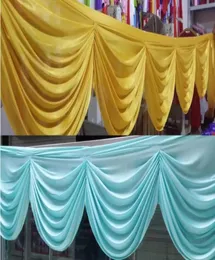 Decoração de festa casamento pano de fundo cortina swag tecido de seda gelo decoração drapery design para saias de mesa banquete9008714