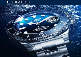 Neue Loreo Water Ghost-Serie, klassisches blaues Zifferblatt, luxuriöse Herren-Automatikuhren aus Edelstahl, 200 m wasserdicht, mechanische Uhr Y19066706609