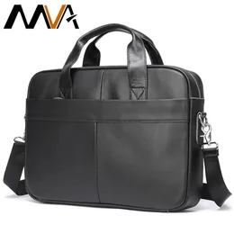Bortkyror MVA -portfölj Mäns äkta läderväskor Kontorsväskor för män Messenger Laptop Business Handväskor 15 tum 231208
