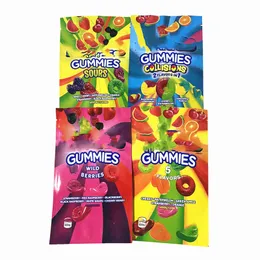 Gummies 5 lezzet paketleme çantaları mylar yenilebilir 600mg ekşi paketler plastik meyveler ekşi paket ambalaj çantası boş