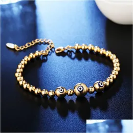 Cavigliere Bulbo oculare Sier Colore Rame Perline Bracciale Uomo Donna Punk Rock Hip Hop Braccialetti in filo Braccialetti Gioielli Regalo Consegna di goccia Dhvvm