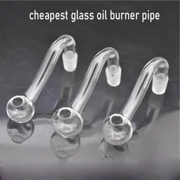 Cheapest Bent Male Female Glass Oil Burner Pipe with 10mm 14mm 18mm Thick Pyrex Water Tobacco Hand Pipes Bubbler for Bong Hookahs Ash Catcher Smoking Tools