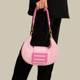 Nova chegada 2023 bolsa feminina desfile de moda tricô meia lua design bolsa de ombro crossbody sacos cinto removível simples capucines bb bolsas bolsa de couro genuíno