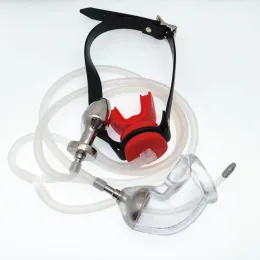 Add Detachable Catheter BDSM irrigation system Penile sheath Flow Into the Anus Plug and inflow mouth Chastity device