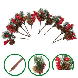 Flores decorativas grinaldas 10/20/30 pçs artificial natal berry árvore pinheiro ramos natal falso picaretas simation vermelho navidad gota entregar otezb