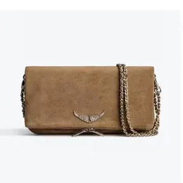 Bolsas de noche ZADIG VOLTAIRE Hombro para mujer Bolso cruzado Diseñador Decoración de ala 2 Cadenas Correas Estilo grande Cremallera con solapa 231208