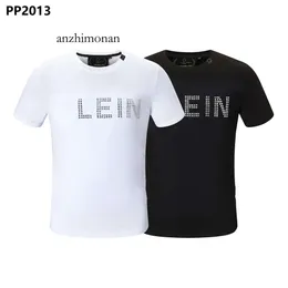 Mężczyźni Pleins projektant mody Slim Fit Pp Philipps T-shirt Męski Phillip Plain Designer Designer Casual Rhinestone Short Sleeve Koszula Koszulka SK 901