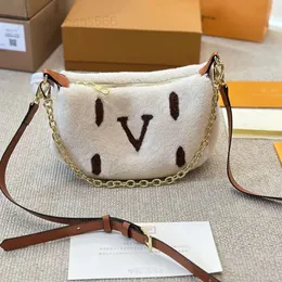 Bolso de hombro difuso de lujo para mujer, bandoleras cruzadas de lana de cordero de peluche, bolsos de cachemira de invierno a la moda, cartera para mujer 231111D