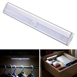 Sensore di movimento wireless Luce portatile adesiva alimentata a batteria 10 LED Armadio per armadio Luce notturna a LED Lampada da parete per scale2043