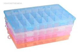 ISHOWTIENDA 1PC Regolabile 24 Scomparti Scatola di Immagazzinaggio di Plastica Trasparente Custodia per Gioielli Orecchini Piccoli Oggetti Caja De Almacenaje8331412