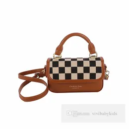 Children Chessboard Grid Handbags Girls Plovers Case Single Shoulder Bag Fashion Kids Multifunktionella All-Matching Messenger Bags Z5884