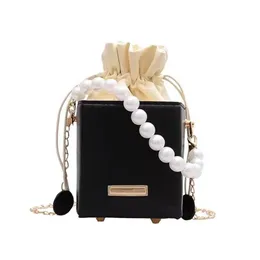 Myyshop PB0016 Fashion Mini Pearl Chain Wallet Mobile Single Shoulder Bags Messenger Bag White Yellow Purple Black 4 Colors241E