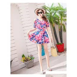 Swim Wear Spring One Piece Swimsuit Female Korean Version Of The New Style Thin Dress Conservative Floral Plus Size Drop Delivery Spor Dhcz6