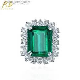 With Side Stones PuBang Fine Jewelry 925 Sterling Silver Sparkling Diamond Ring Emerald Gem Created Moissanite for Women Party Gift Free Shipping YQ231209