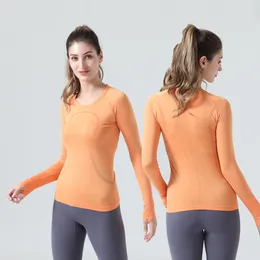LL-2.0 Kadın Yoga Kıyafet Tişörtleri Gömlekler Tees Sportswear Açık Giyim Güzüşlü Yetişkin Spor Salonu Çekici Uzun Kollu Üstler