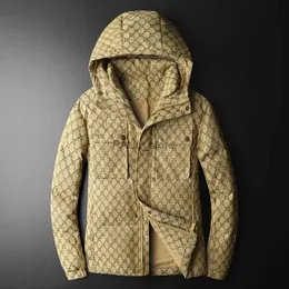 Men's Down Parkas Minglu White Duck Down Hooded Men's Jackets High Quality Autumn Winter Solid Color Zipper Thicken Jacquard Down Coats Male 4XLL231209