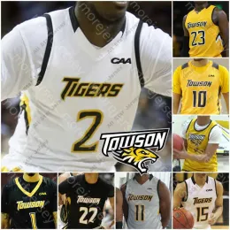 농구 유니폼 맞춤형 Towson Tigers Basketball Jersey NCAA College Brian Fobbs Allen 배신 Nakye Sanders Jason Gibson Juwan Grey Gary