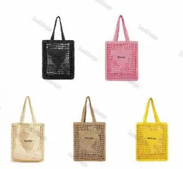 Luxus-Tasche Designer Damen Umhängetaschen Marken Hohlbuchstaben Raffia Stroh Tote Papier gewebt Sommer Mode Frauen Handtasche Stricken Strand Totes q7mc #