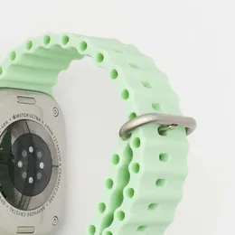 Adequado para Apple Ultra 8th Generation Ocean Nova pulseira de relógio de silicone de 49 mm com anéis duplos