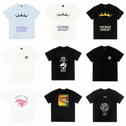 American Mens Womens Solto Camisetas Redondo Pescoço Streetwear Manga Curta Carta Impressão Algodão Tops Crown Skate Joint Verão 8 Bola Bilhar INS 22KR #