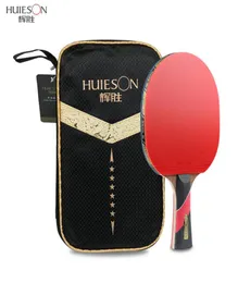 Huieson 6 -stjärnigt bordtennisracket wenge trä kolfiber blad klibbig hallel gummi super kraftfull ping pong racket bat c19897867