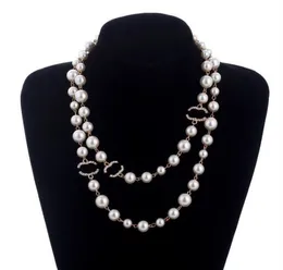 S925 Designer Jewelry Pendants Necklace Elegant Women black and white pearl sweater chain Paris Fashion Lady diamond necklaces bride Wedding Jewelrys accessories