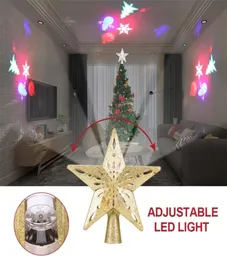 شجرة عيد الميلاد Top Light Star Shape قابلة للتعديل LED Snowstorm Snowman Stripe RGB Projector Lights Decoration Christmas Eeu Plug 20102733332