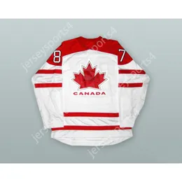 Anpassad Sidney Crosby 87 Canada White Hockey Jersey New Top Stitched S-M-L-XL-XXL-3XL-4XL-5XL-6XL