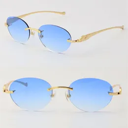 Metall Leopard Serie Panther Randlose Sonnenbrille Männer Frauen mit Dekoration Drahtrahmen Unisex Brillen für Sommer Outdoor UV400 Round228z