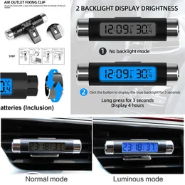 New 2 IN 1 Electronic Car Clock Thermometer Time Watch Auto Clocks Luminous LCD Digital Display Dashboard Styling Accessories