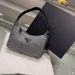 Purse Re-edition Crystal Shoulder Silver Black Satin Hobo Bag Mini Diamond Party Women Dumpling Handbag Cross Body BLING BAG268V