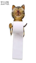 Cat Paper Thandduk Holder Vintage Cast Iron Dog Toalettpappershållare Stativ Badrumsarrangörshyllor för vägglagringsställ T203456757