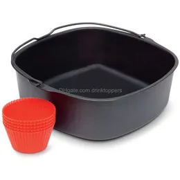 Kokredskap Air Fryer Nonstick Baking Pan för Philips Airfryer Power Sile Oven Mitts Tillbehör 7 tum 230810 Drop Delivery Hom DHGFC