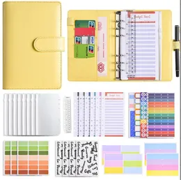 Nowy budżet Planner Journal Notebooks Cash Envelope Oszczędzanie Money posiadacze 6 dołków Binder dla zarządzania finansami A6 PU luźne notatniki