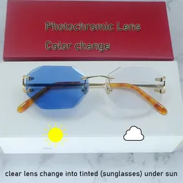 Pochromic linser solglasögon diamantklippt carter tråd c färgbyte solglasögon två färger linser 4 säsong skuggor glas 2316