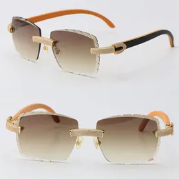 2022 Новые металлические мужские и женские солнцезащитные очки без оправы, оригинальные деревянные миксы с микропавеированным бриллиантом, женские солнцезащитные очки для мужчин и женщин для вождения F230c