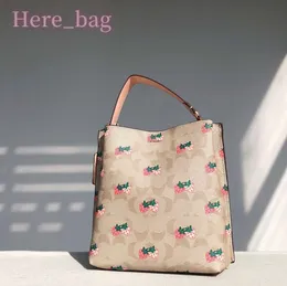 Designer saco bolsas mulheres sacos de ombro charlie qualidade impressa bolsa de couro bolsa grande bolsa vários estilos flores cereja balde 2023
