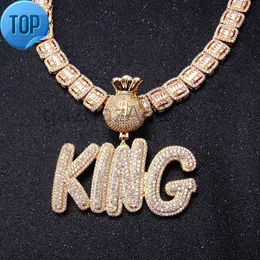 Collares colgantes Hip Hop Micro Set Zircon Cuerpo gordo Combinación alfanumérica Collar con colgante sólido Joyería personalizada