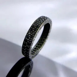 Choucong markası benzersiz alyans lüks takılar gerçek 100% 925 Sterling Silver Pave Siyah Moissanite elmas değerli taşlar Parti Kadın Nişan Band Ring