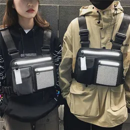 Reflective strip Streetwear Fashion Chest Rig Bag Women Waist Bag Men Hip hop Functional Tactical Chest Bags Vest Purse New257k