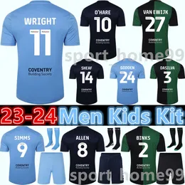 New 23 24 Coventry City Wright Soccer Jerseys Godden Simms 2023 2024 o Hare Sheaf Allen Tavares Home Away 3番目のサッカーシャツVan Ewijk Binks Adult Men Kid Kit Uniorm