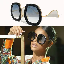 Gafas de sol de marca Diseñador Mujer Elementos del templo de metal Marco redondo adornado KARLSSON Anti-UV400 Anteojos de moda Caja original290C