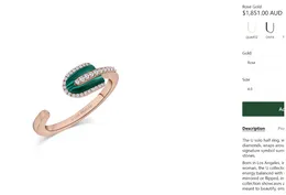 U Los Angeles solo mezzo anello COMPLETO oro rosa Verde malachite Los platina nero Angeles Designer diamante Conchiglia bianca gioielleria di lusso pavé con sigillo matrimonio per coppia